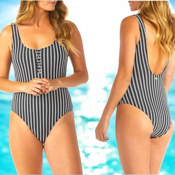 Raisins Del Mar Stripe Coconut Groove One Piece Size Large NWT - Picture 2 of 11